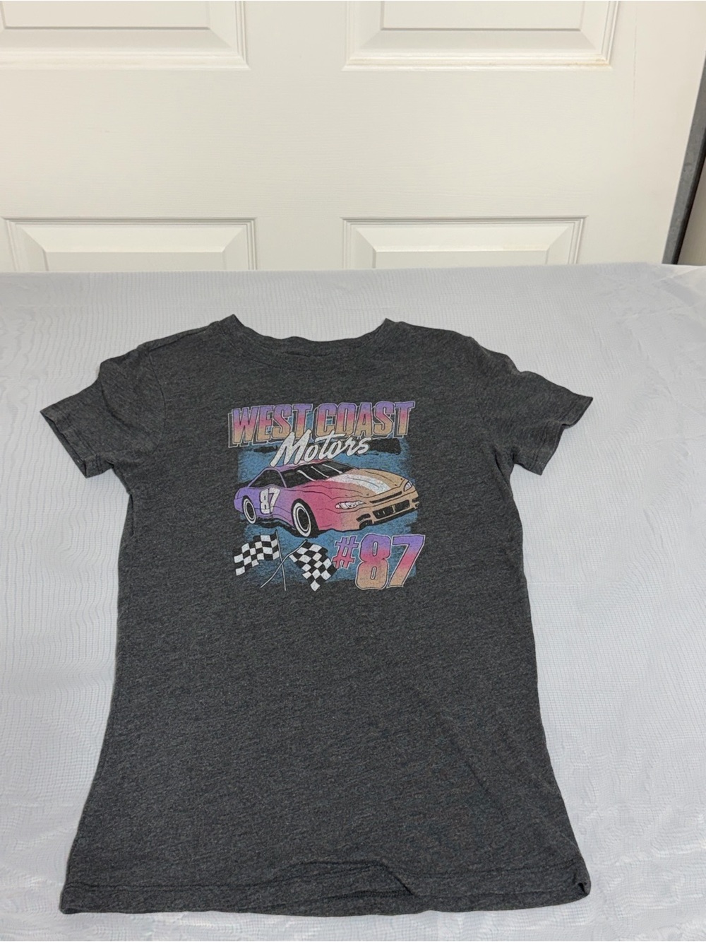 Aeropostale Charcoal Gray Racing Graphic Tee